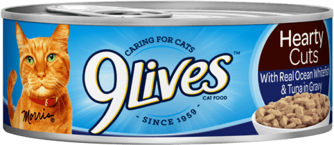 9Lives Hearty Cuts With Real Ocean Whitefish & Tuna In Gravy